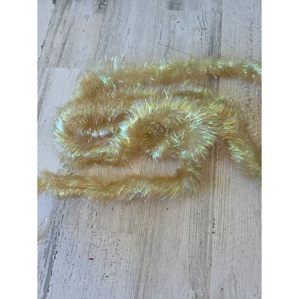 Vintage iridescent Garland yellow off-white Xmas tree tinsel